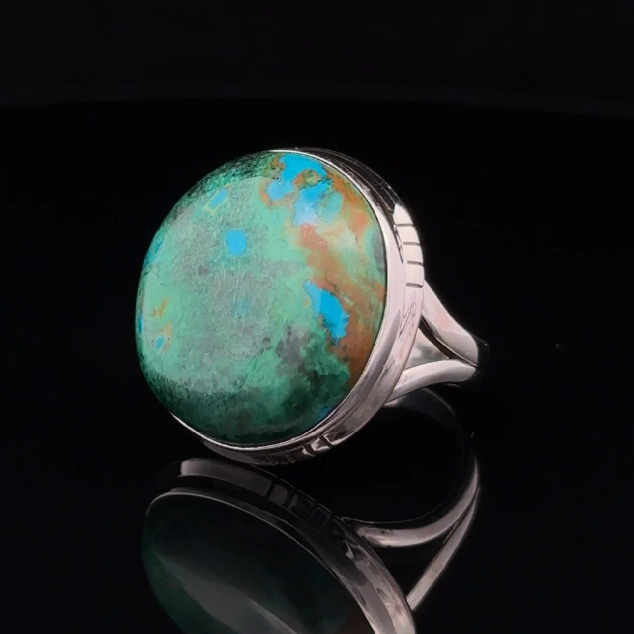 Sterling Silver Chrysocolla Ring Size 7 - Image 3