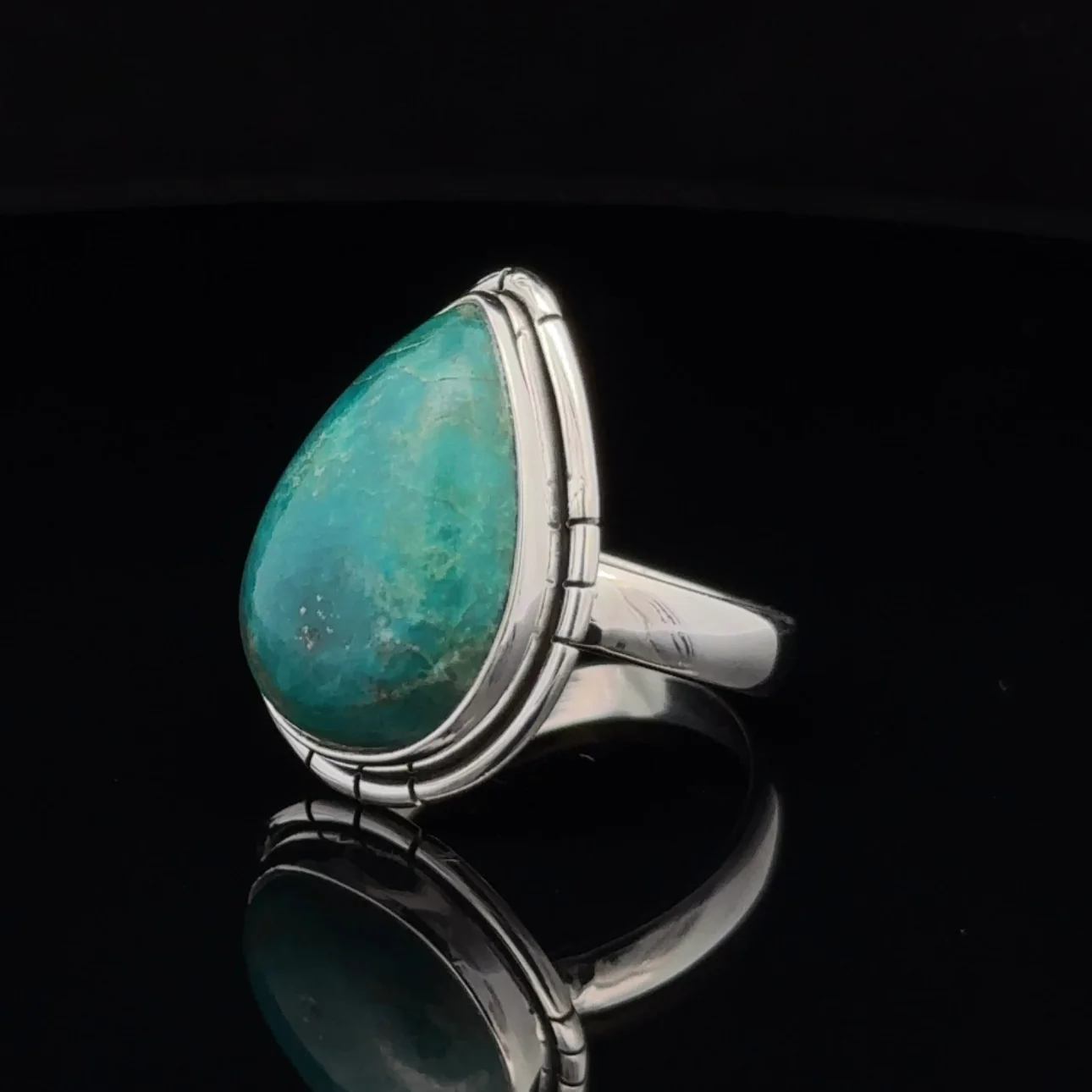 Sterling Silver Chrysocolla Ring Size 7 - Image 3
