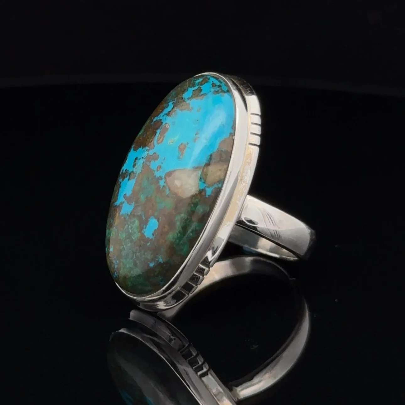 Sterling Silver Chrysocolla Ring Size 7 - Image 3