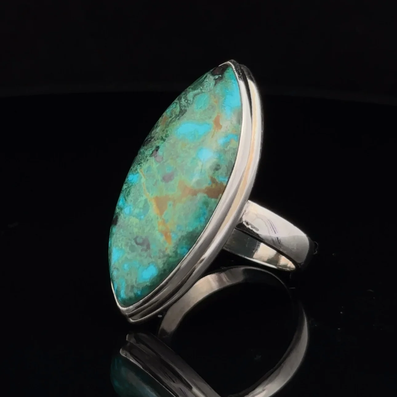 Sterling Silver Chrysocolla Ring Size 7 - Image 3