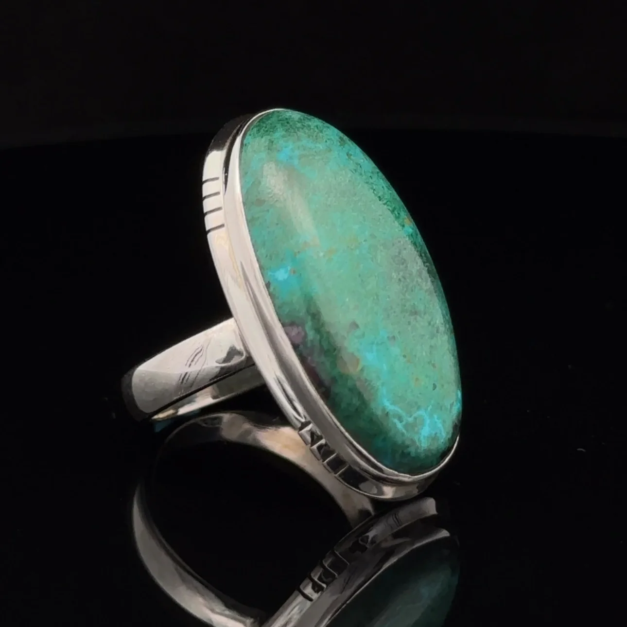 Sterling Silver Chrysocolla Ring Size 7 - Image 2
