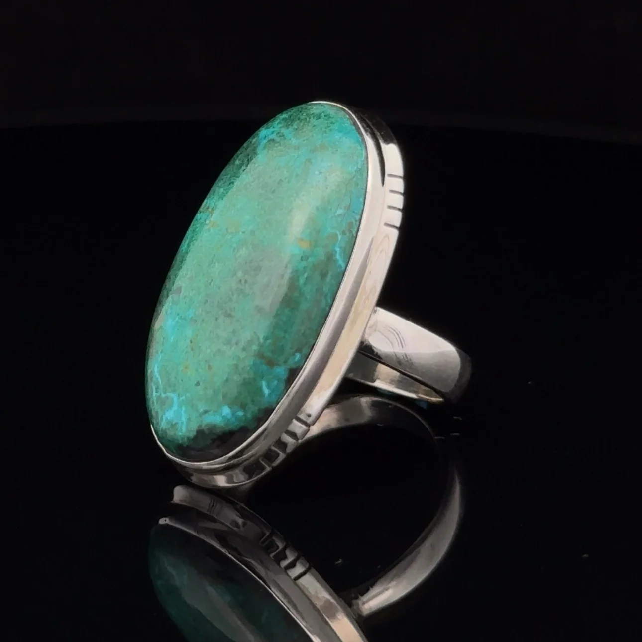Sterling Silver Chrysocolla Ring Size 7 - Image 3