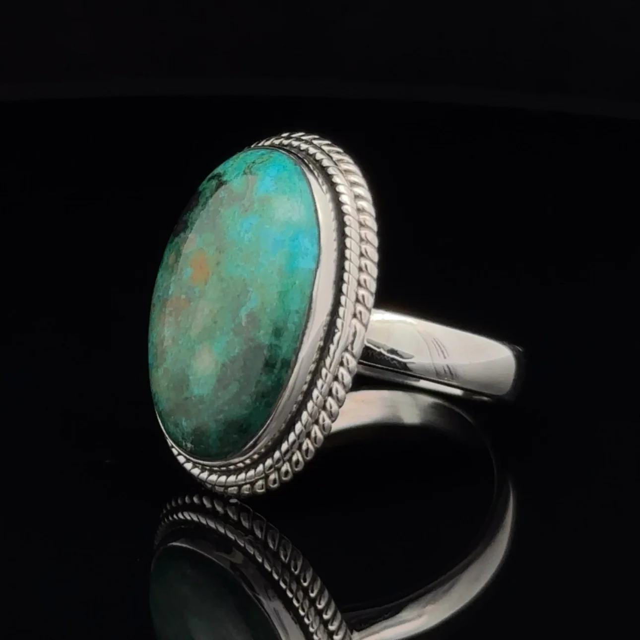 Sterling Silver Chrysocolla Ring Size 9 - Image 3