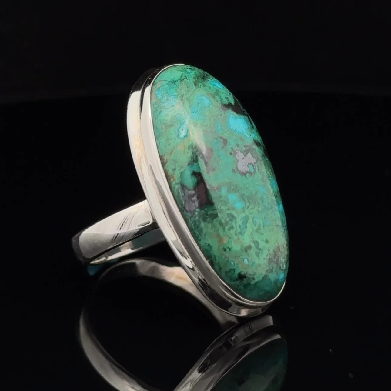 Sterling Silver Chrysocolla Ring Size 9 - Image 2