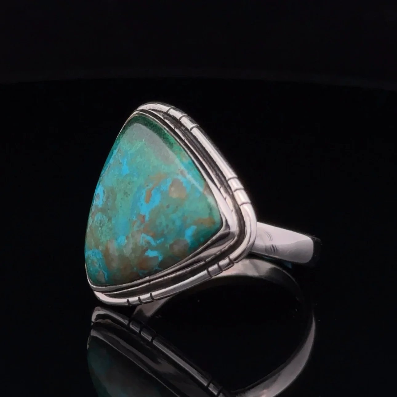 Sterling Silver Chrysocolla Ring Size 10 - Image 4