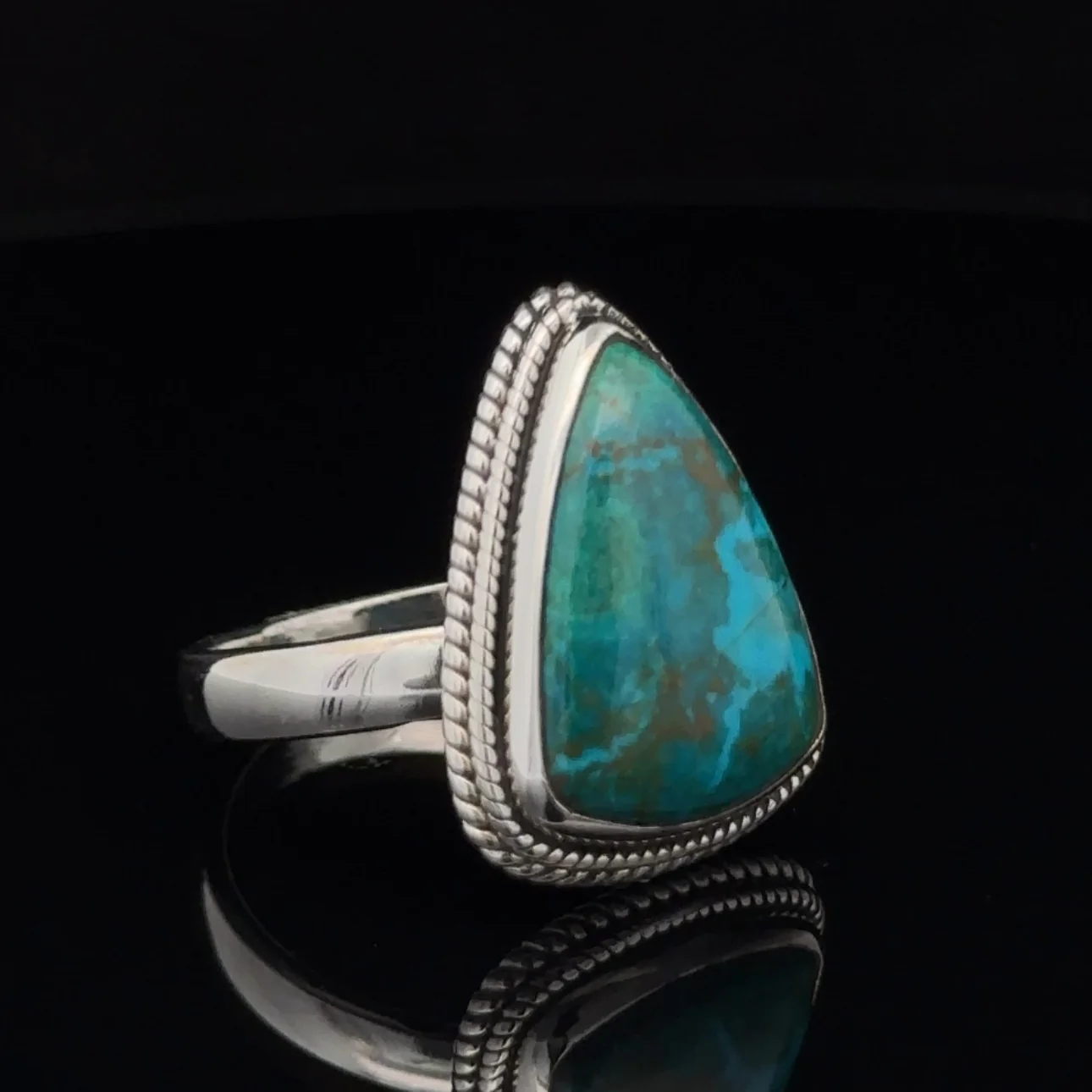 Sterling Silver Chrysocolla Ring Size 10 - Image 2