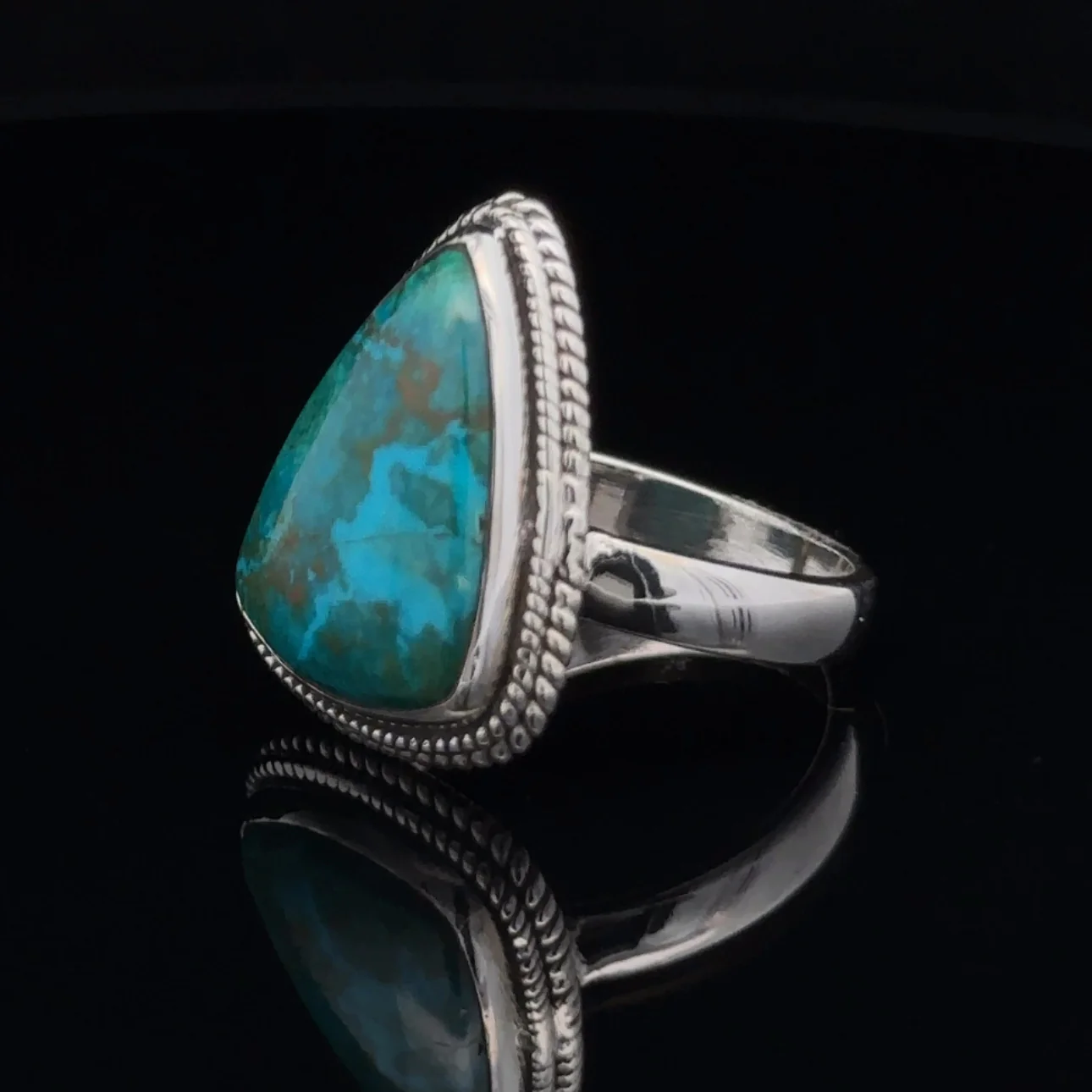 Sterling Silver Chrysocolla Ring Size 10 - Image 3