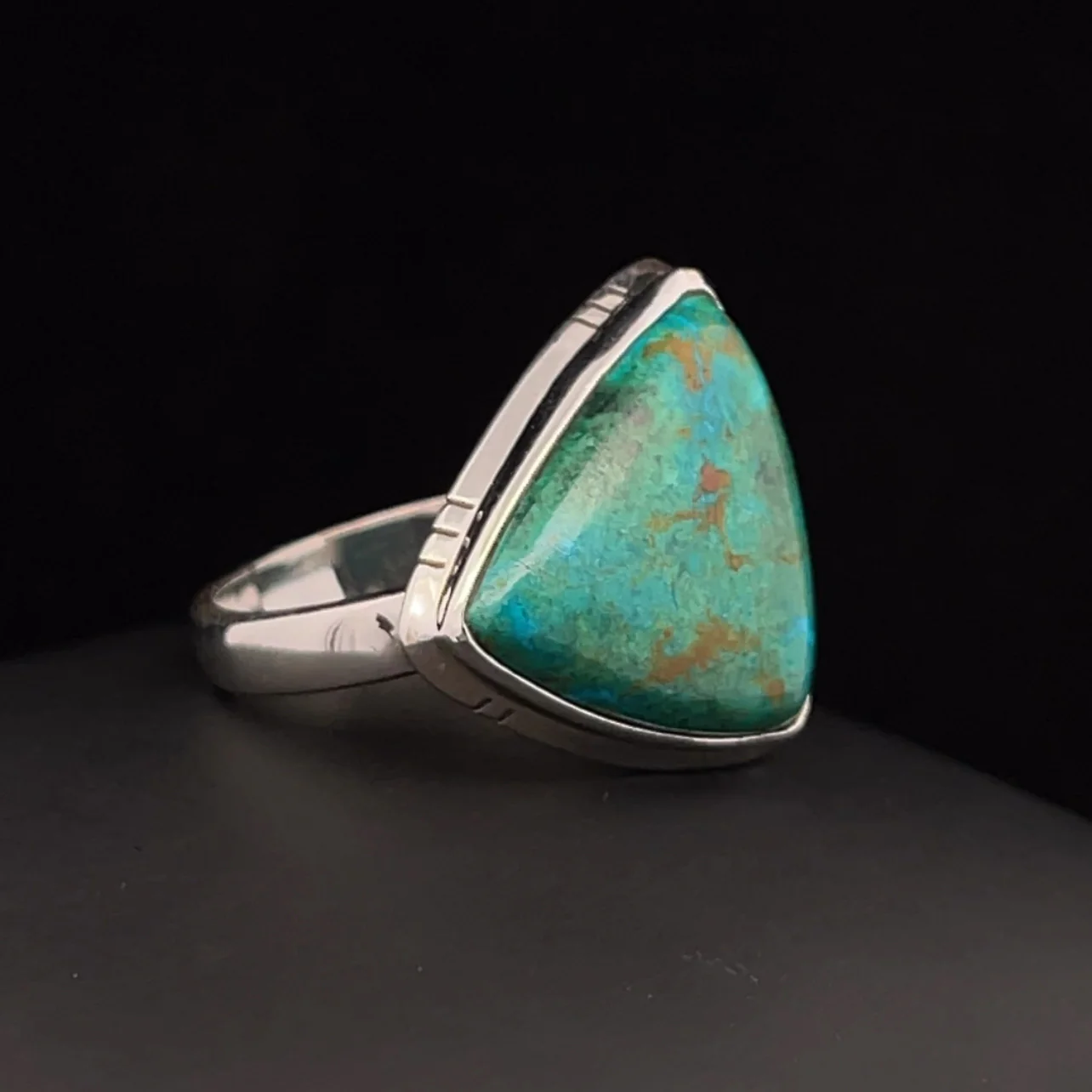 Sterling Silver Chrysocolla Ring Size 8 - Image 2