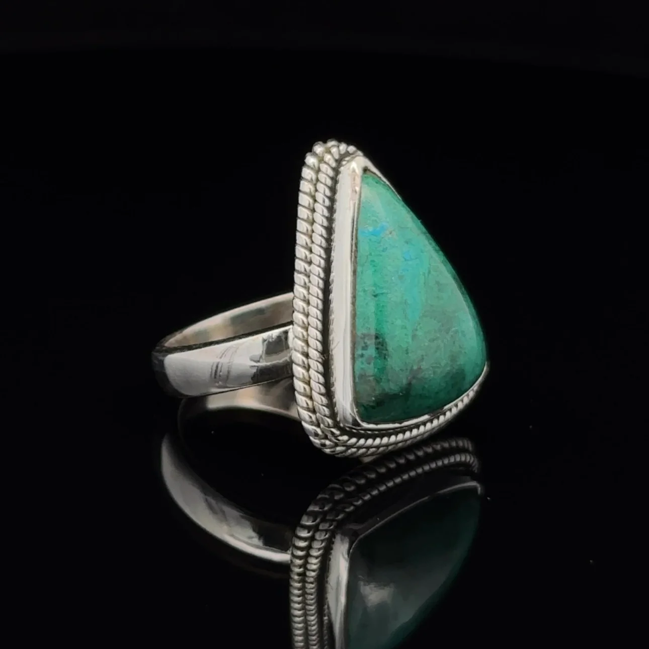 Sterling Silver Chrysocolla Ring Size 5 - Image 2