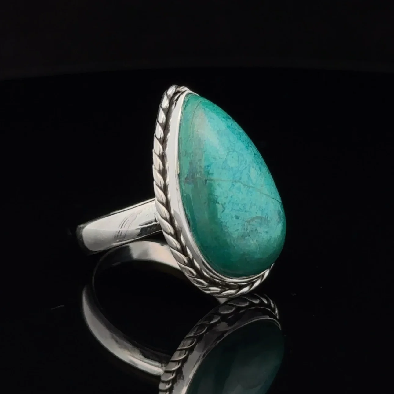 Sterling Silver Chrysocolla Ring Size 7 - Image 2
