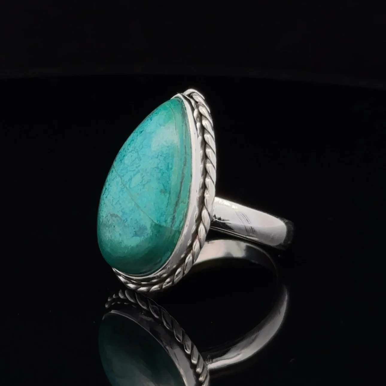 Sterling Silver Chrysocolla Ring Size 7 - Image 3