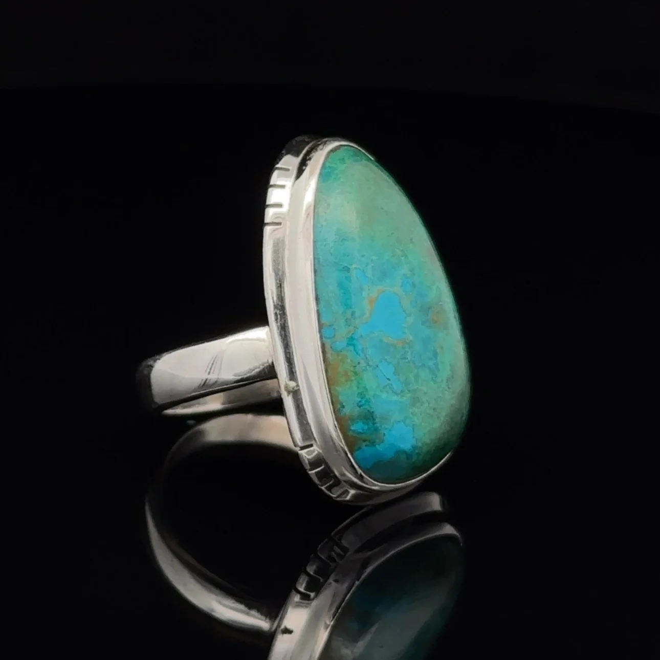Sterling Silver Chrysocolla Ring Size 5 - Image 2