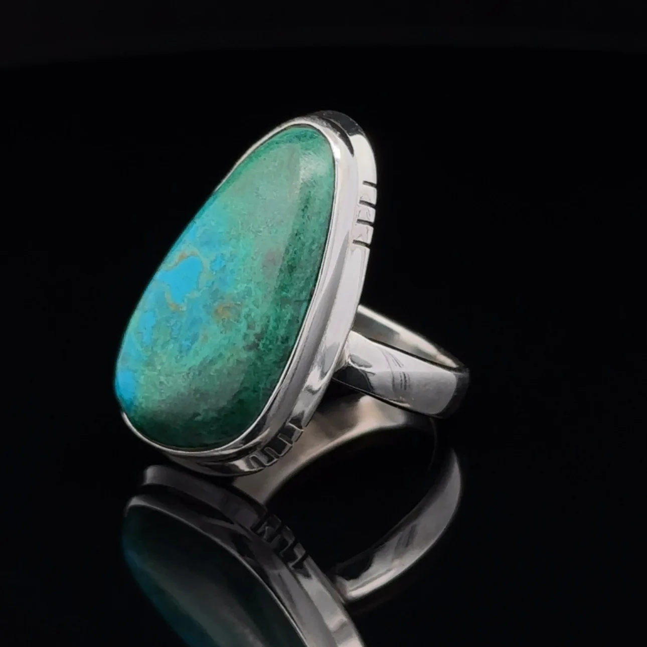 Sterling Silver Chrysocolla Ring Size 5 - Image 3