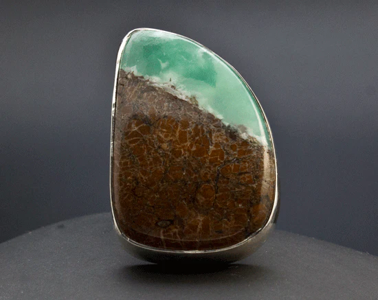 Sterling Silver Chrysoprase Adjustable Ring - Image 2
