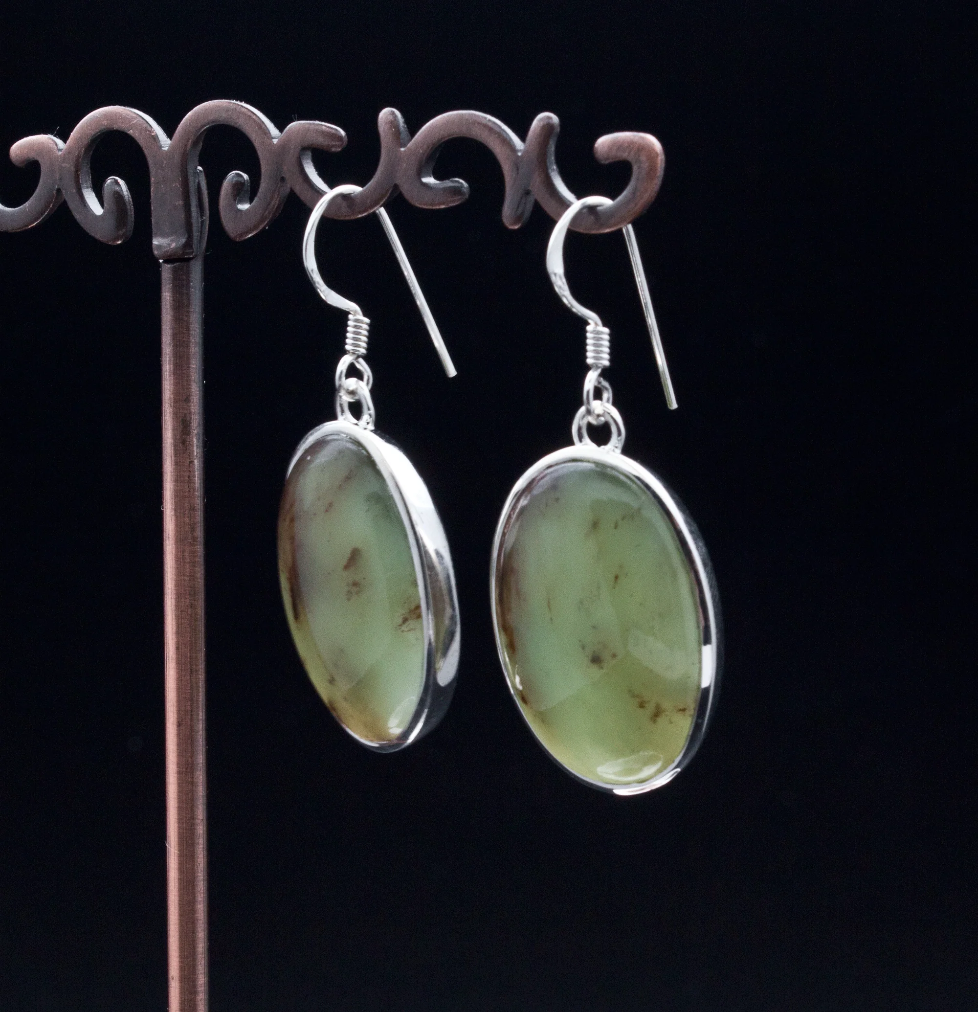 Sterling Silver Chrysoprase Earrings - Image 2