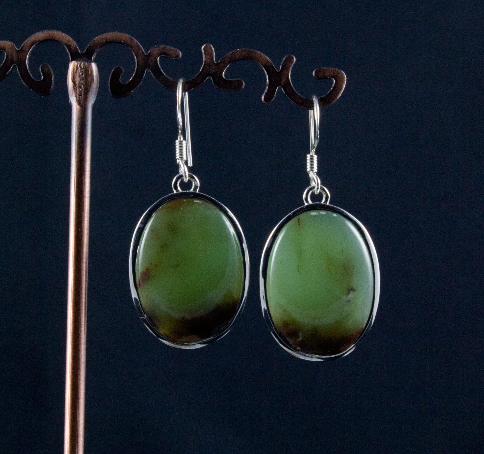 Sterling Silver Chrysoprase Earrings - Image 2