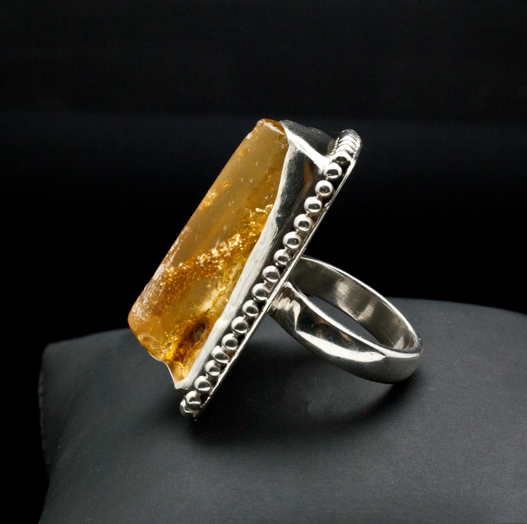 Sterling Silver Copal Amber Ring Size 5 - Image 2