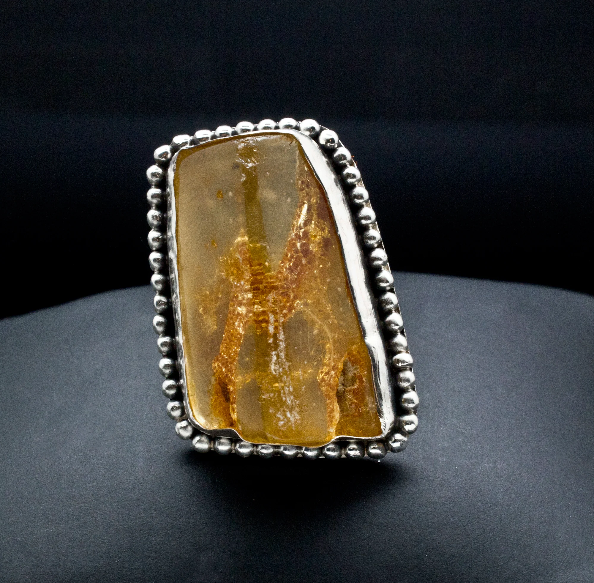 Sterling Silver Copal Amber Ring Size 5 - Image 3