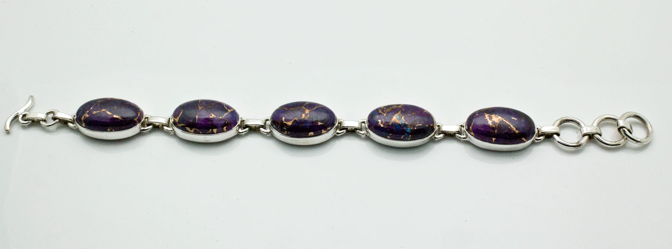 Sterling Silver Copper Purple Turquoise Bracelet - Image 2