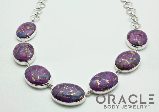 Sterling Silver Copper Purple Turquoise Necklace - Image 2
