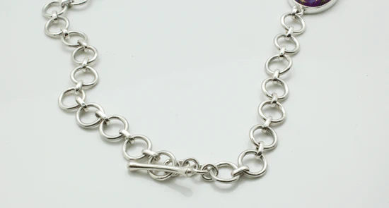 Sterling Silver Copper Purple Turquoise Necklace - Image 4