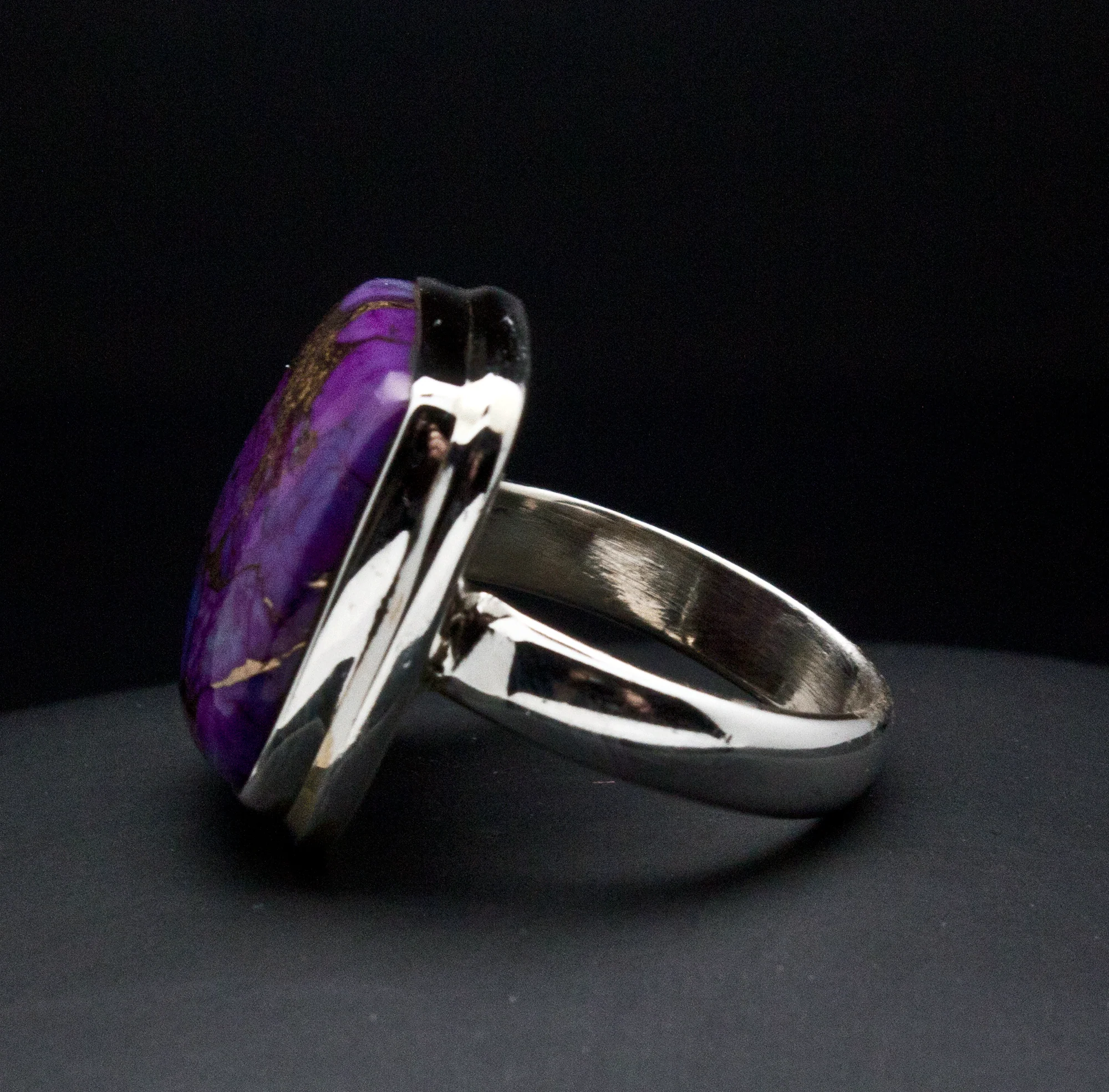 Sterling Silver Copper Purple Turquoise Ring SIze 5 - Image 2
