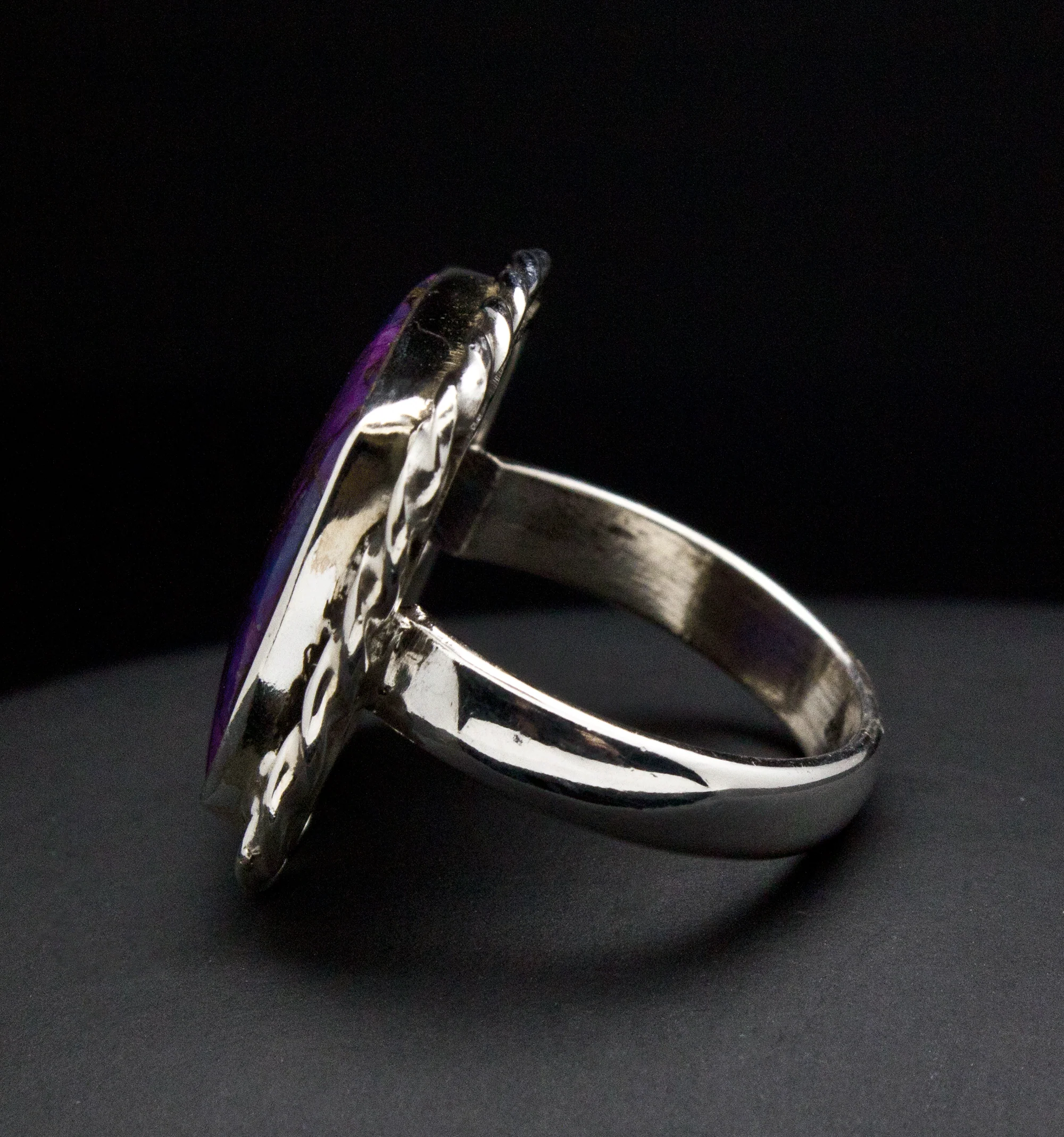Sterling Silver Copper Purple Turquoise Ring Size 5 - Image 3