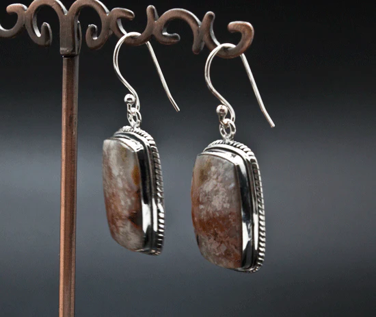 Sterling Silver Crazy Lace Agate Earrings - Image 2