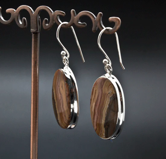 Sterling Silver Crazy Lace Agate Earrings - Image 2