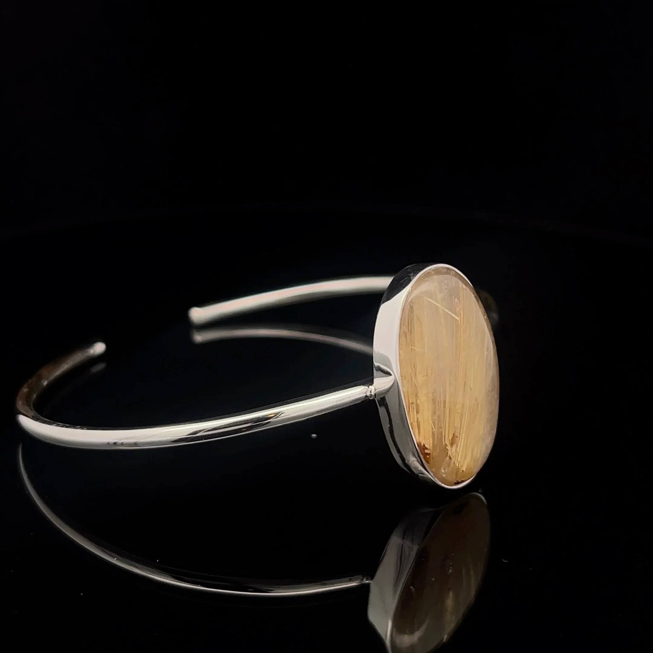 Sterling Silver Cuff Bracelet with Rutilated Quartz - Image 2