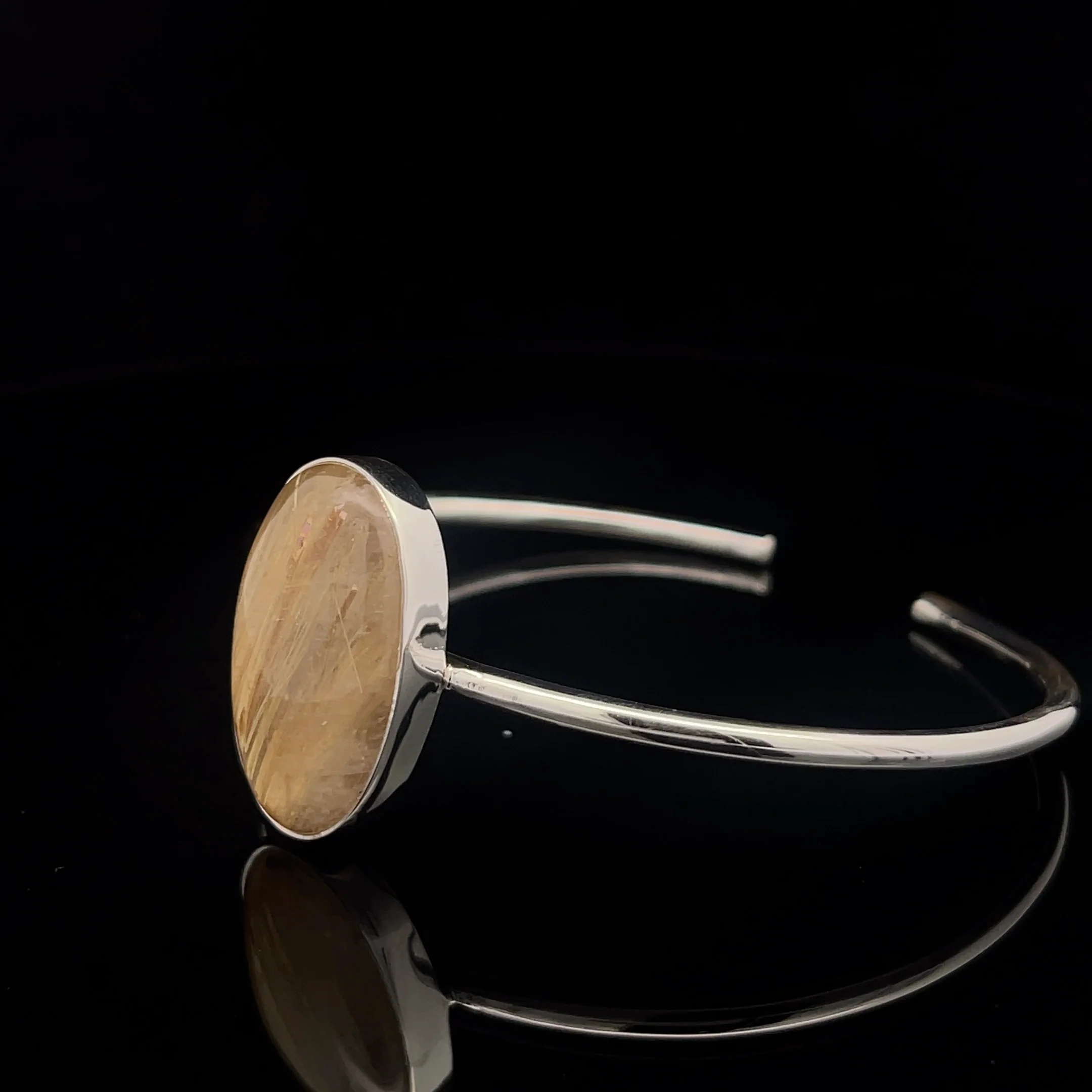 Sterling Silver Cuff Bracelet with Rutilated Quartz - Image 3