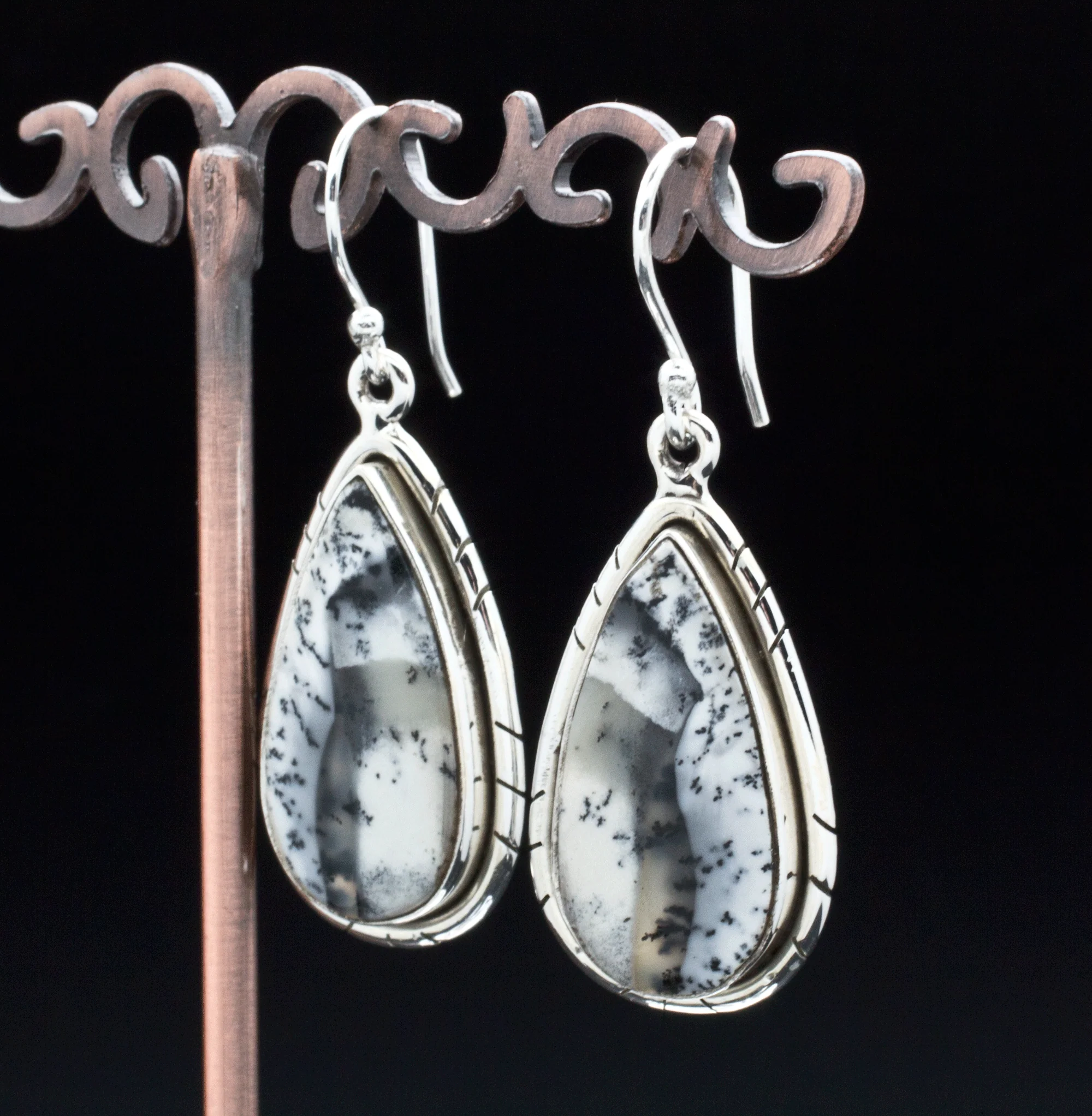 Sterling Silver Dendritic Opal Earrings - Image 2