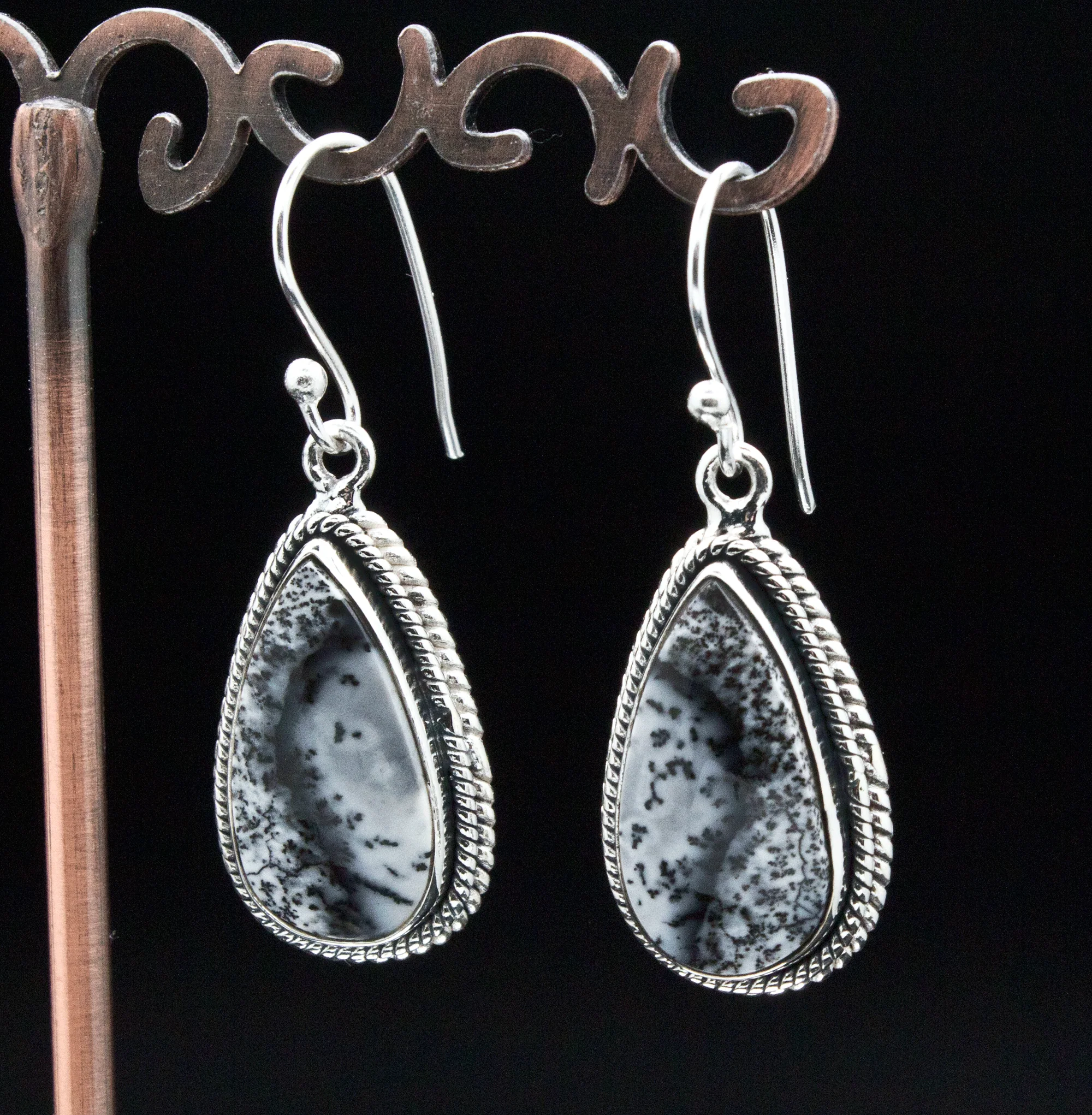 Sterling Silver Dendritic Opal Earrings - Image 2