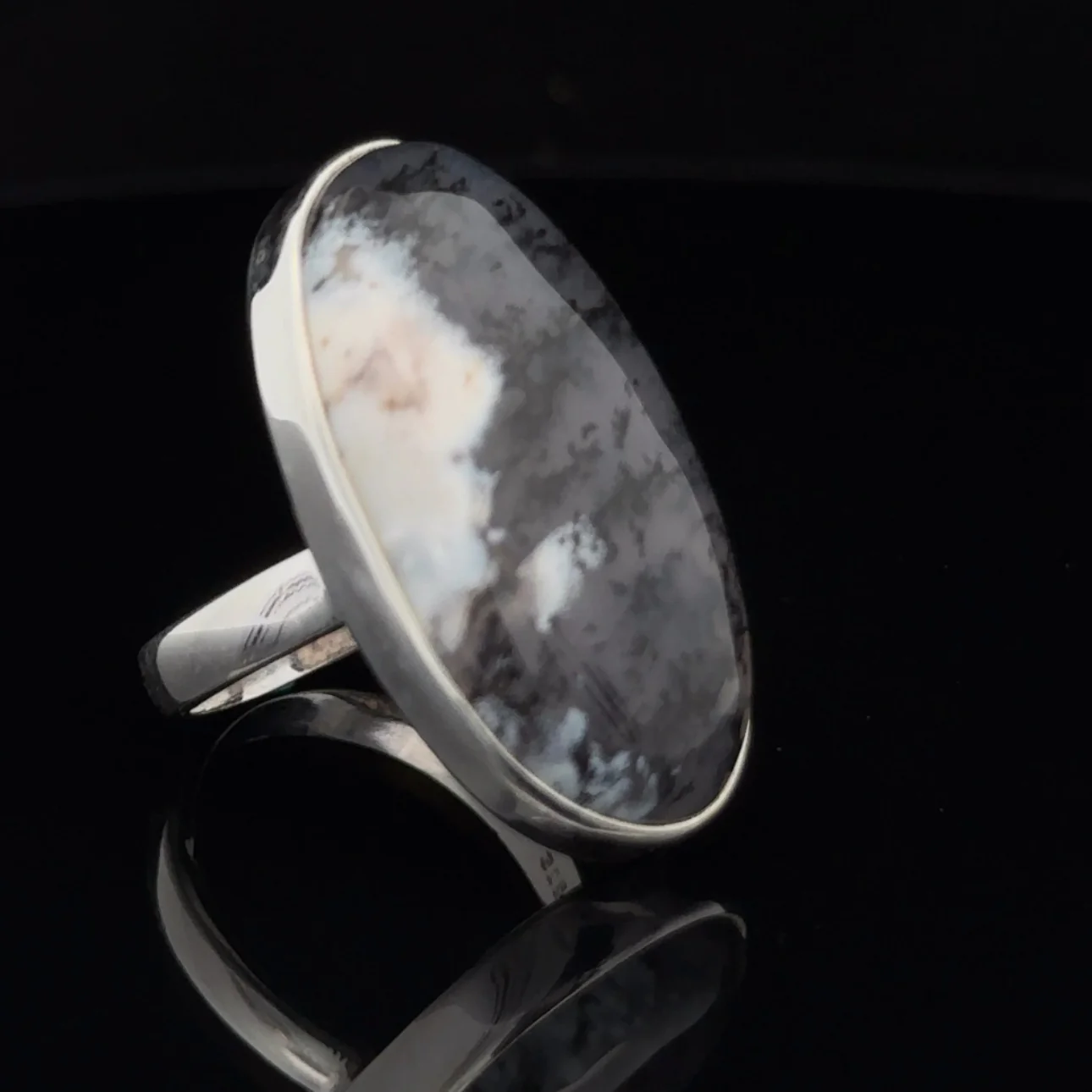 Sterling Silver Dendritic Opal Ring Size 7 - Image 2