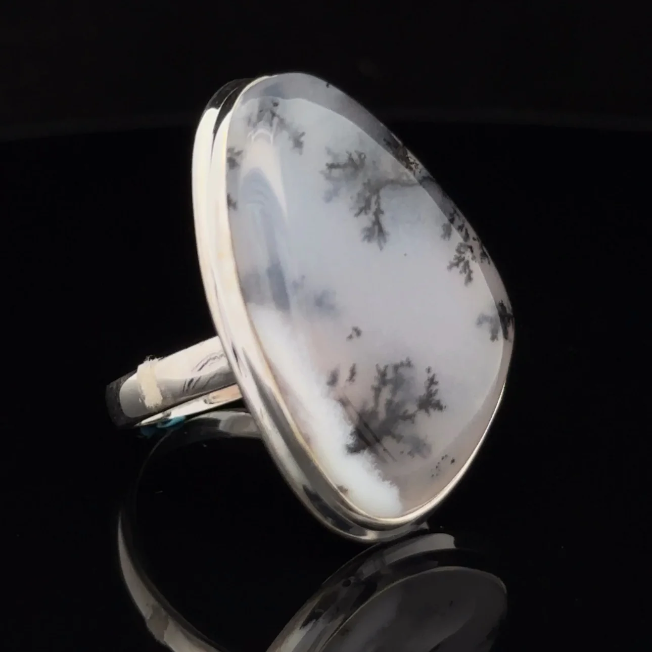 Sterling Silver Dendritic Opal Ring Size 11 - Image 2