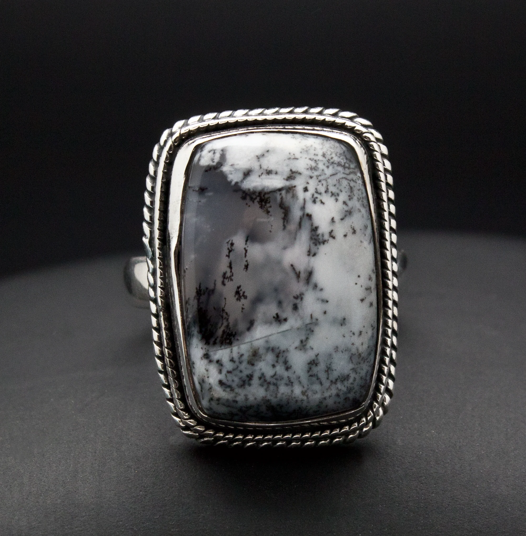 Sterling Silver Dendritic Opal Ring Size 6 - Image 2