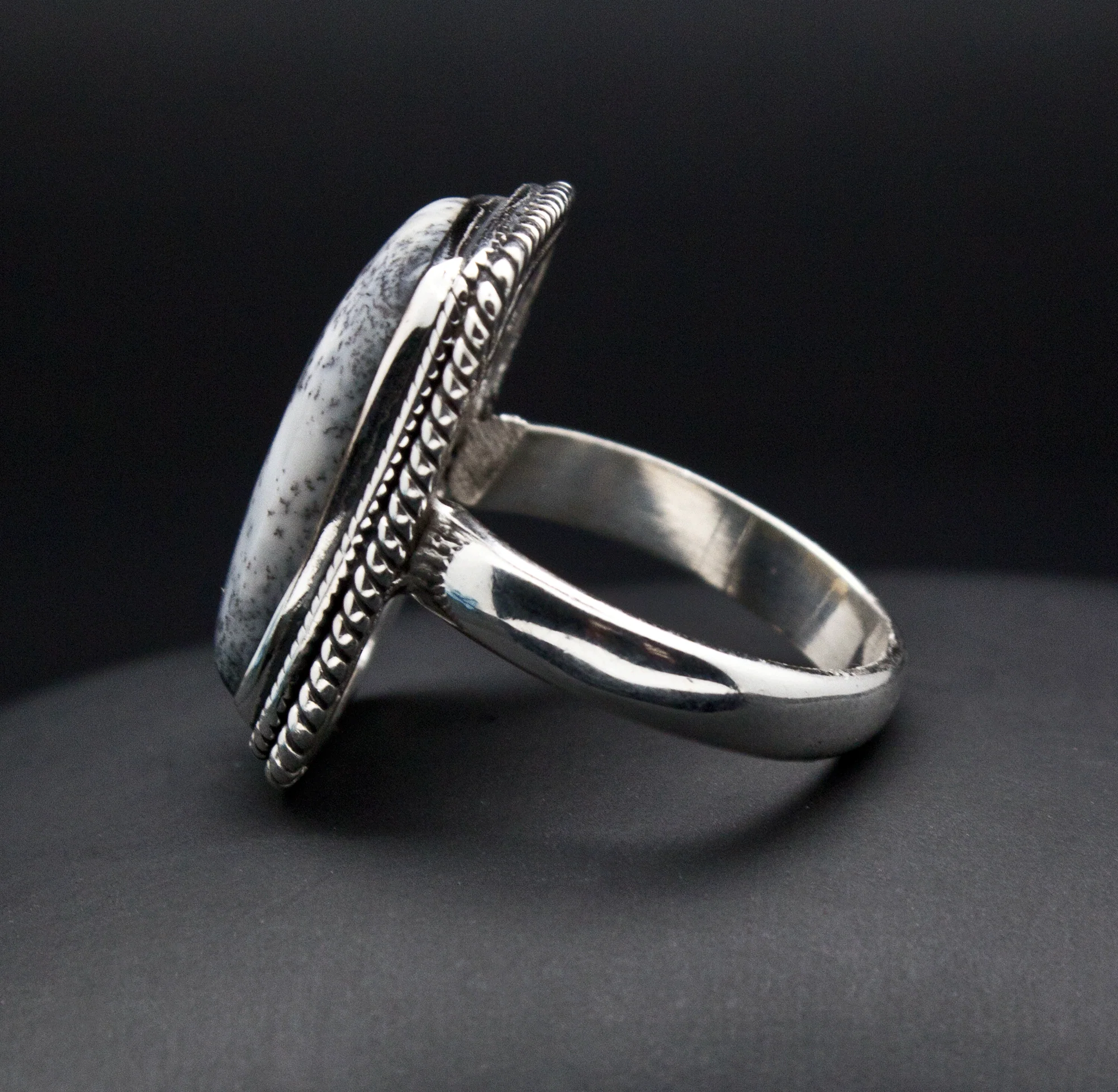 Sterling Silver Dendritic Opal Ring Size 6 - Image 3