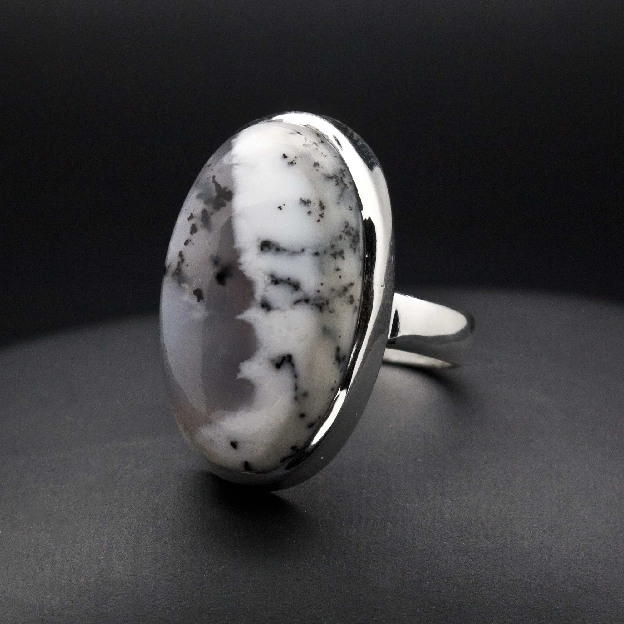 Sterling Silver Dendritic Opal Ring Size 6 - Image 2