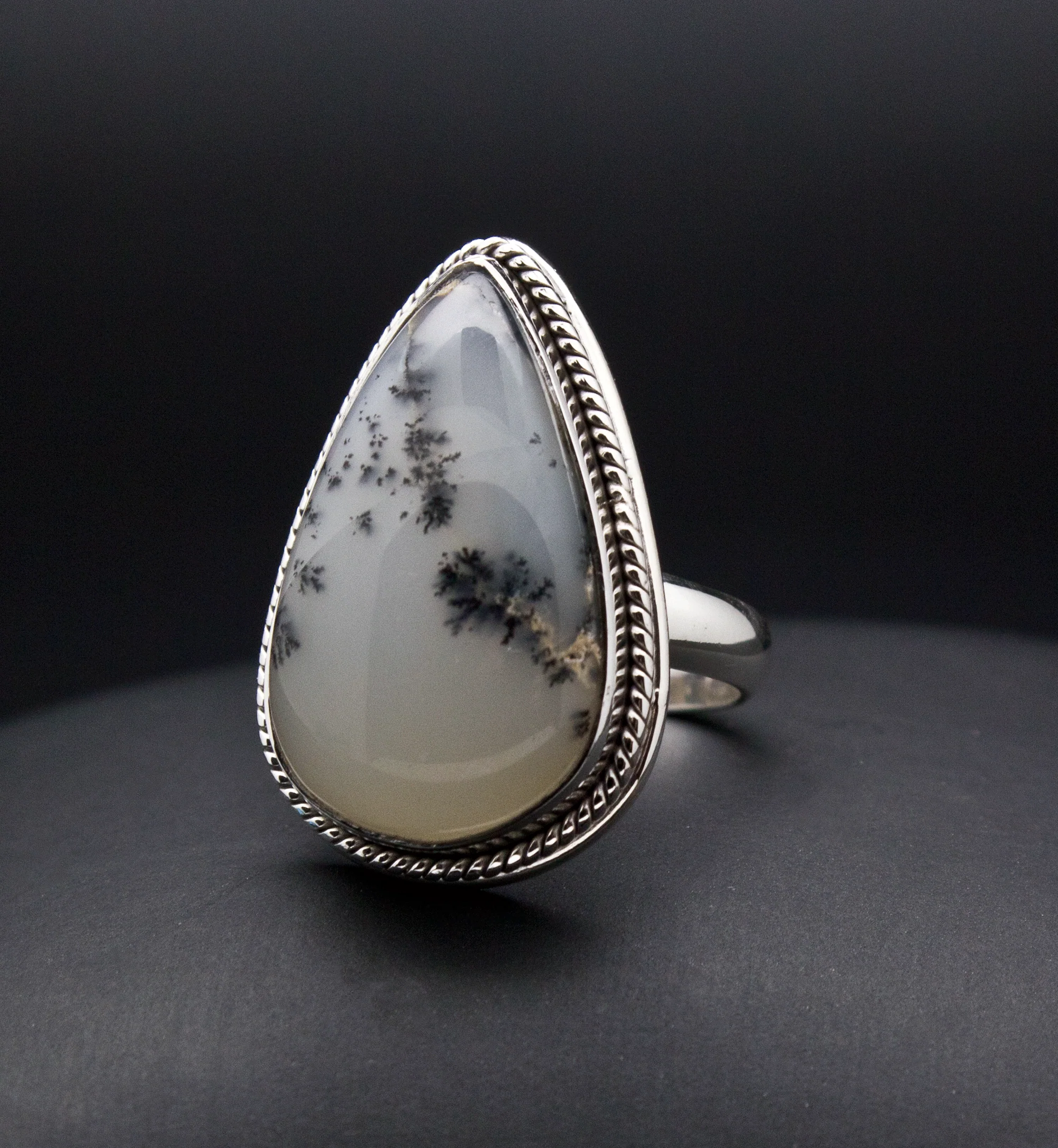 Sterling Silver Dendritic Opal Ring Size 5 - Image 2