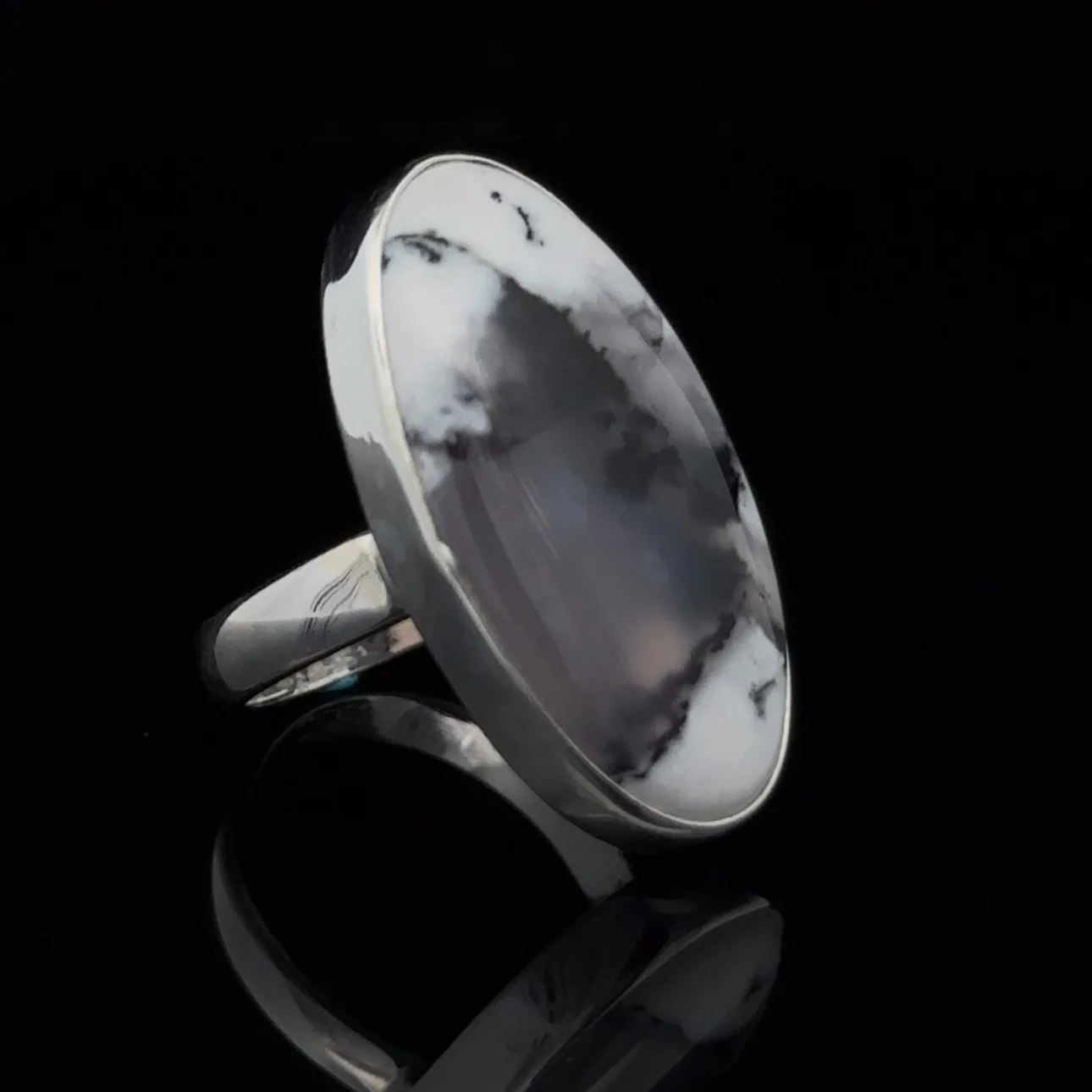 Sterling Silver Dendritic Opal Ring Size 6.5 - Image 2