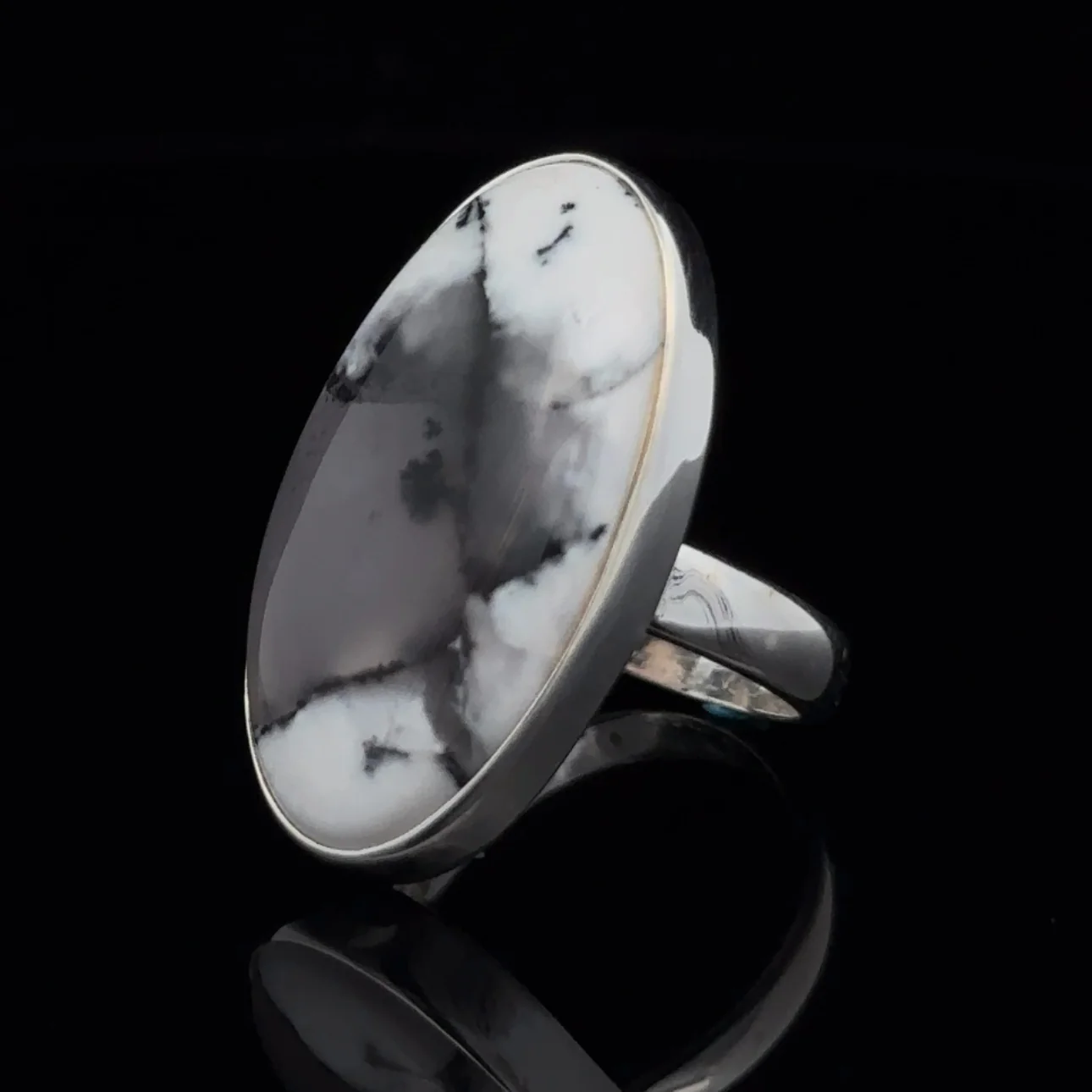 Sterling Silver Dendritic Opal Ring Size 6.5 - Image 3