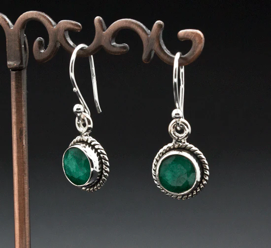 Sterling Silver Emerald Earrings - Image 2