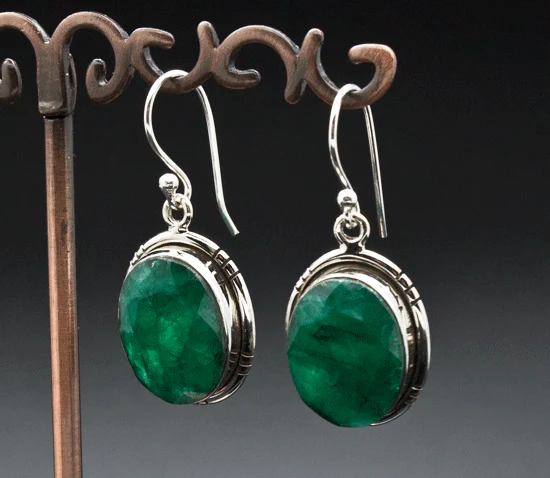 Sterling Silver Emerald Earrings - Image 2