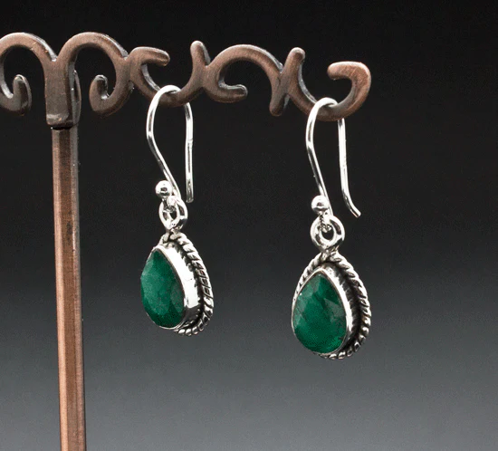 Sterling Silver Emerald Earrings - Image 2