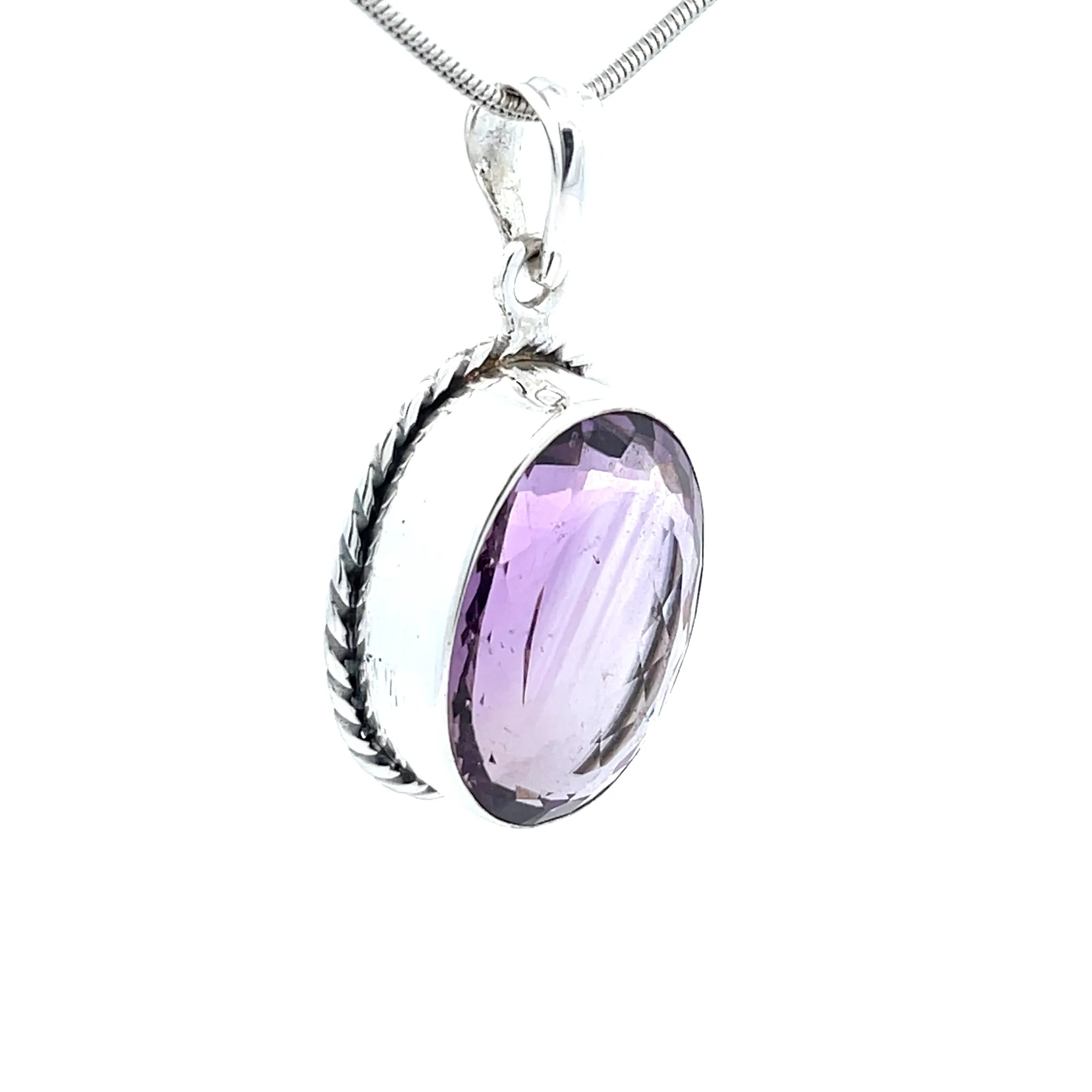 Sterling Silver Faceted Amethyst Pendant - Image 2