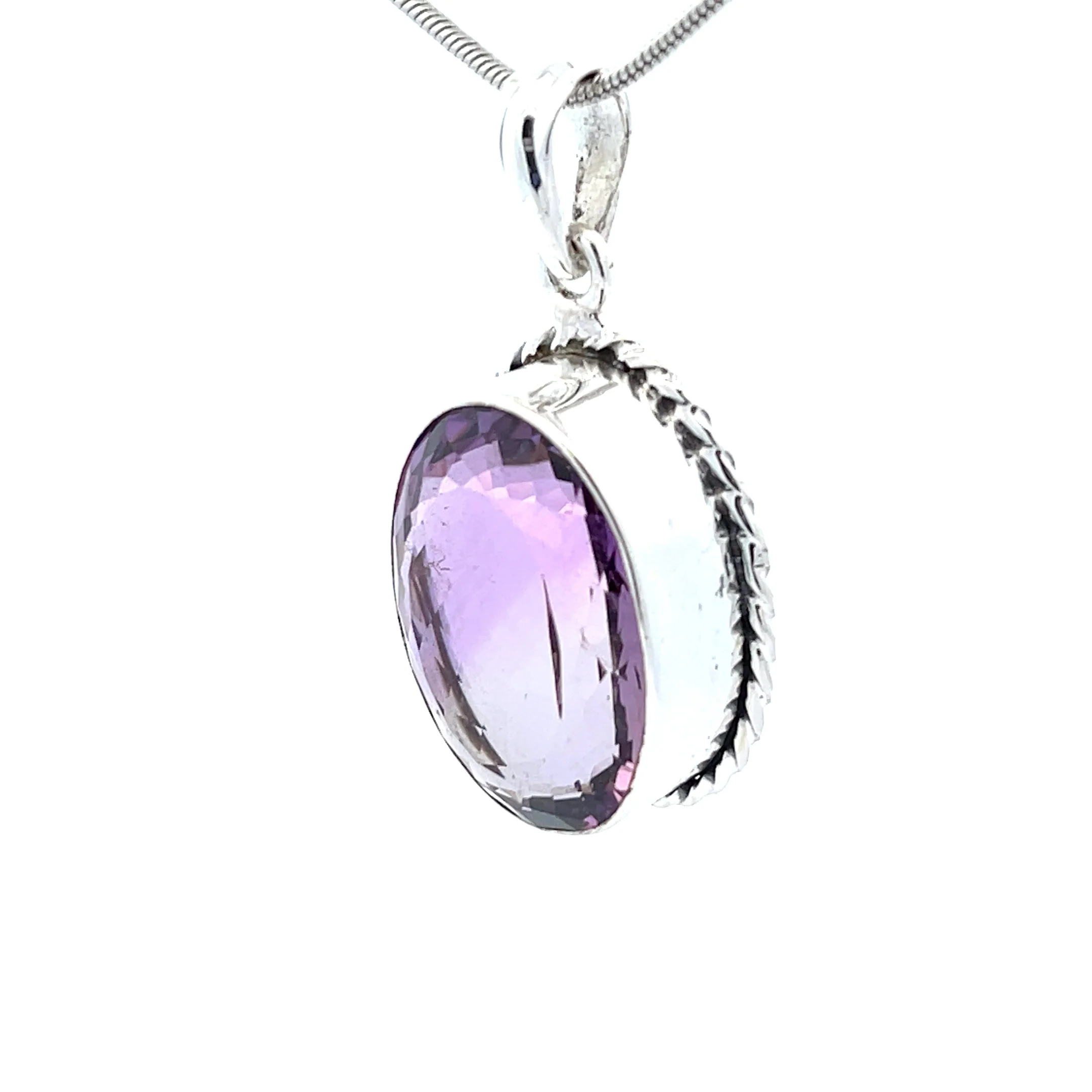 Sterling Silver Faceted Amethyst Pendant - Image 3