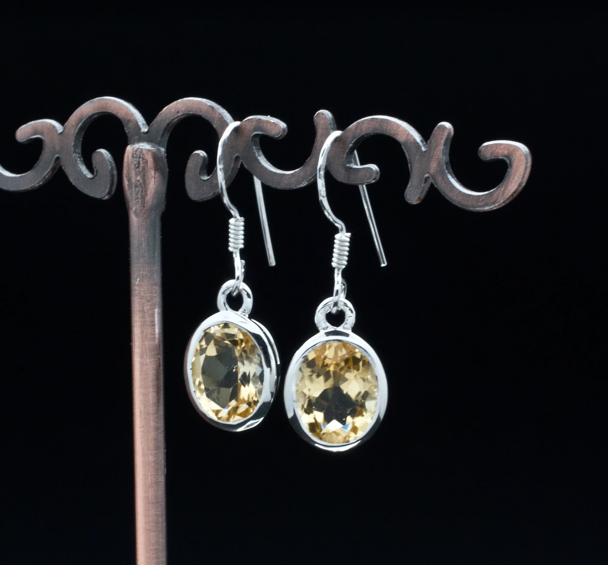 Sterling Silver Faceted Citrine Earrings - Image 2