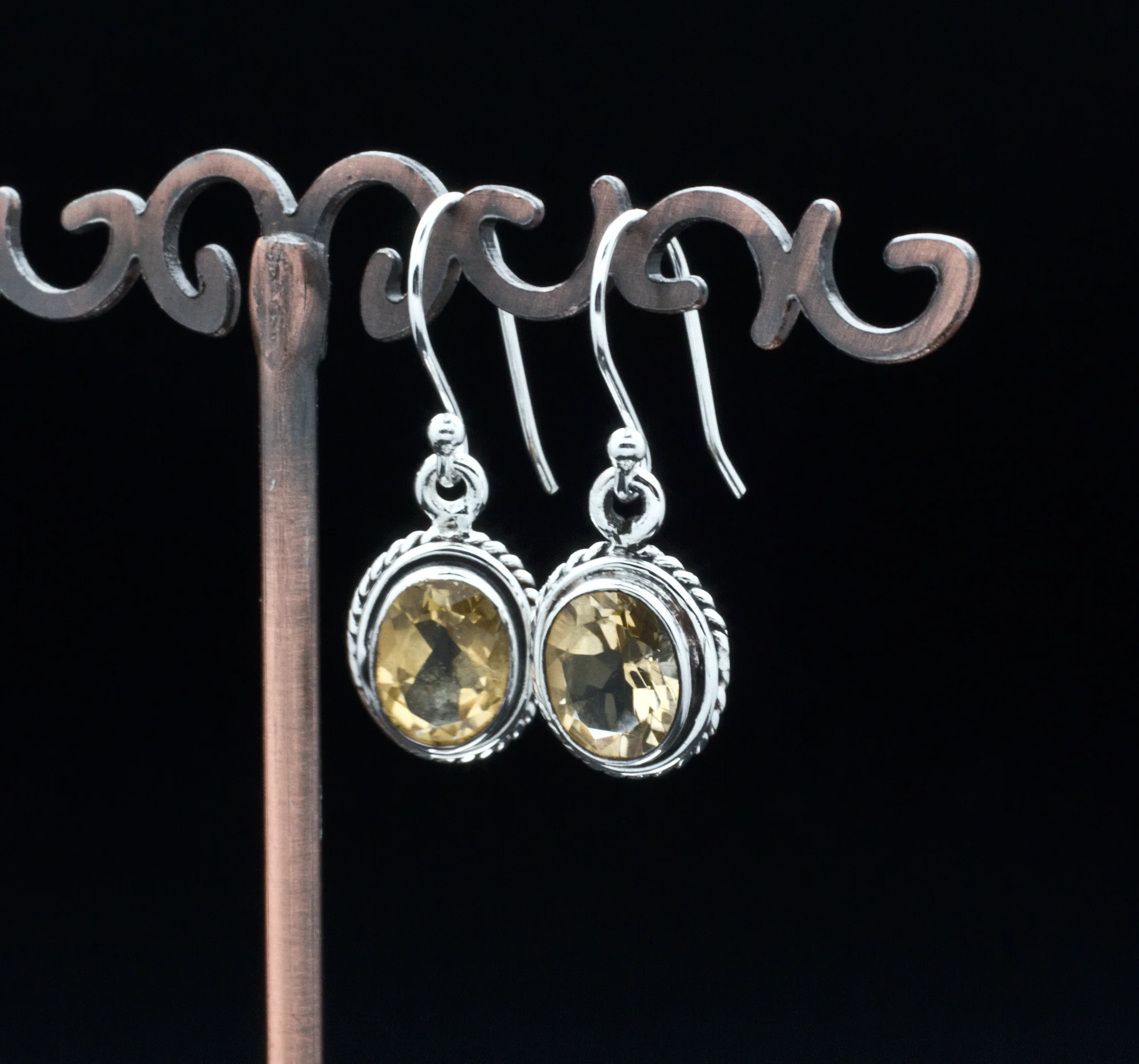 Sterling Silver Faceted Citrine Earrings - Image 2
