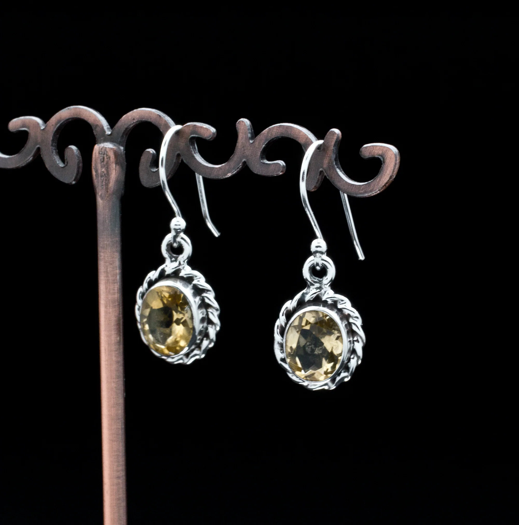 Sterling Silver Faceted Citrine Earrings - Image 2