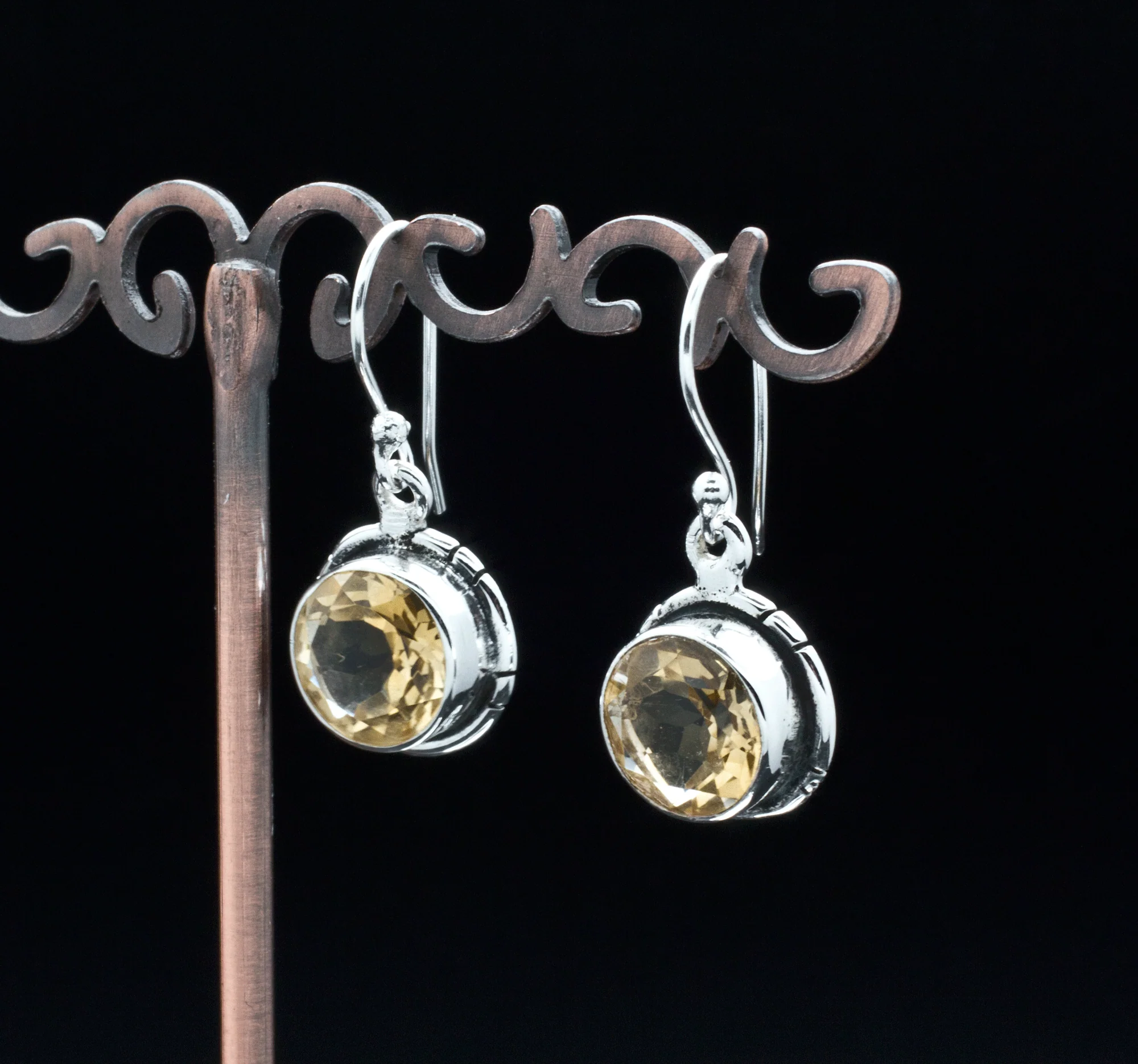 Sterling Silver Faceted Citrine Earrings - Image 2